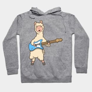 Comic llama plays electric guitar Hoodie